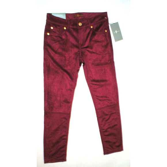 New Girls Jeans Skinny 7 for all mankind 14 NWT Pants Red Velour Velvet Leggings - Picture 2 of 4
